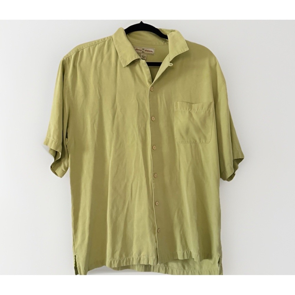 Tommy Bahama Mens Silk‎ Camp Shirt Pistacio Green Tropical Resort Size Large